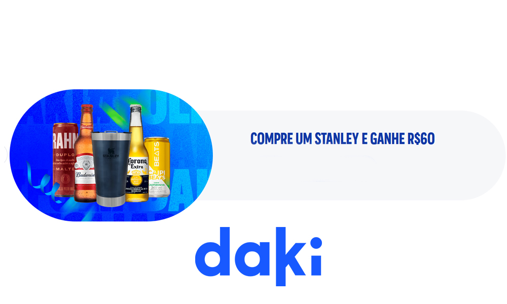 Leia mais sobre o artigo Na compra de um copo Stanley ganhe R$60 para gastar em bebidas da Ambev no app Daki